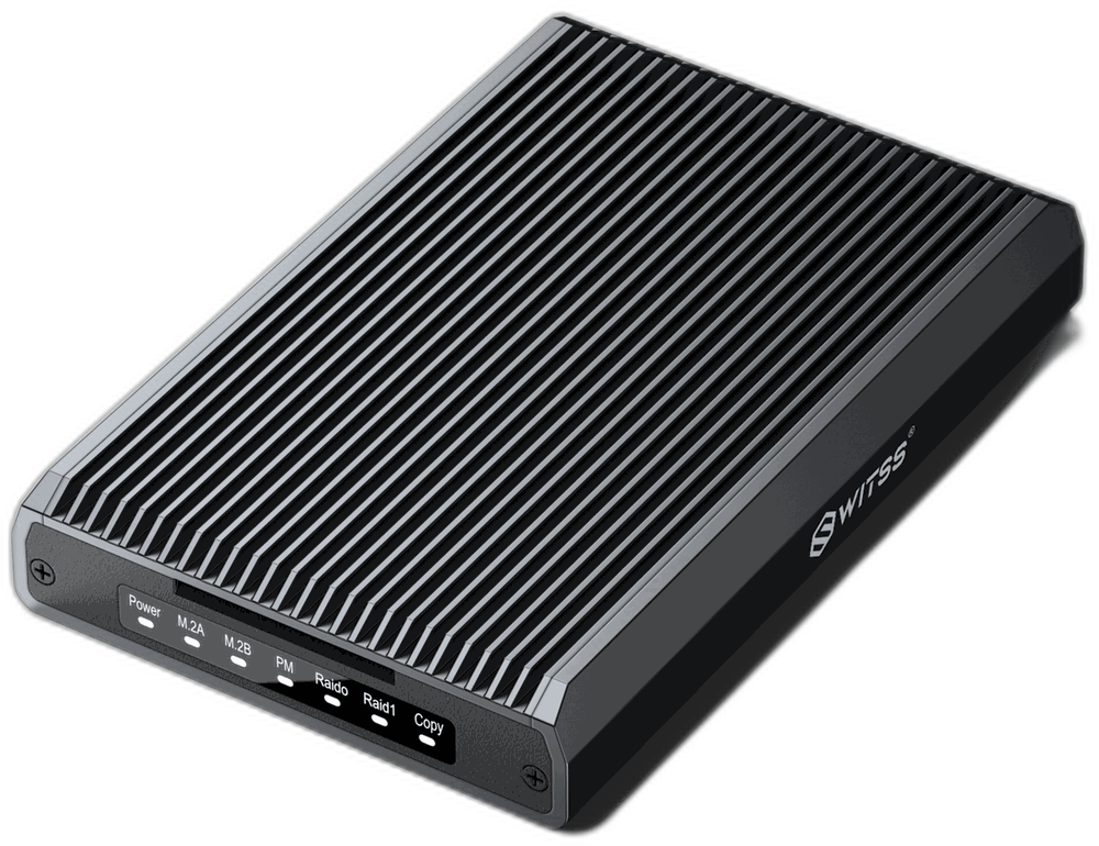Boîtier SSD M.2 RAID Dual-Bay Switss®, photo studio