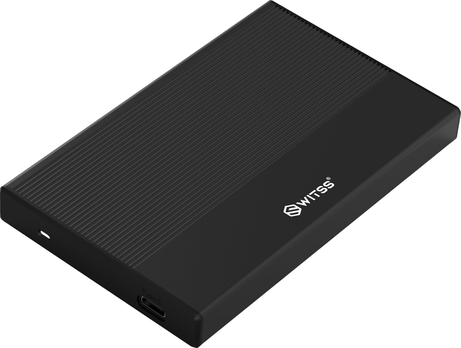 Switss 2.5 inch externe behuizing in het zwart, schuin vooraanzicht