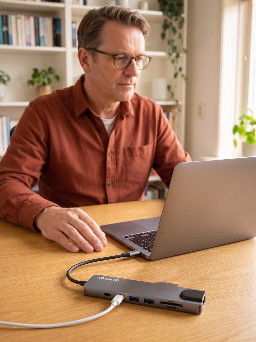 Laptop charging via the USB-C PD port of the Switss® hub