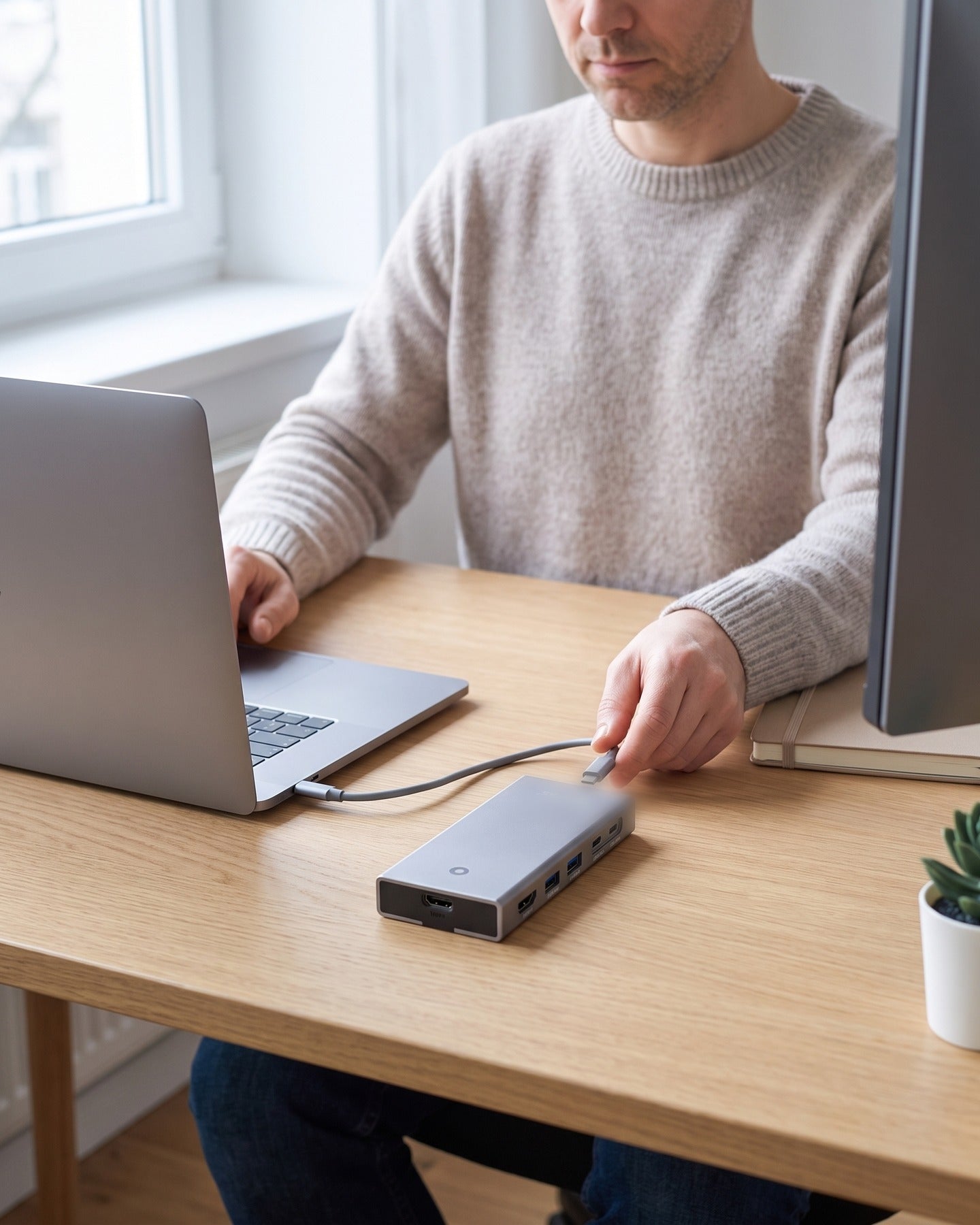 Poste de travail à domicile connecté via la station d'accueil 5-en-1 Switss® avec un seul câble USB-C