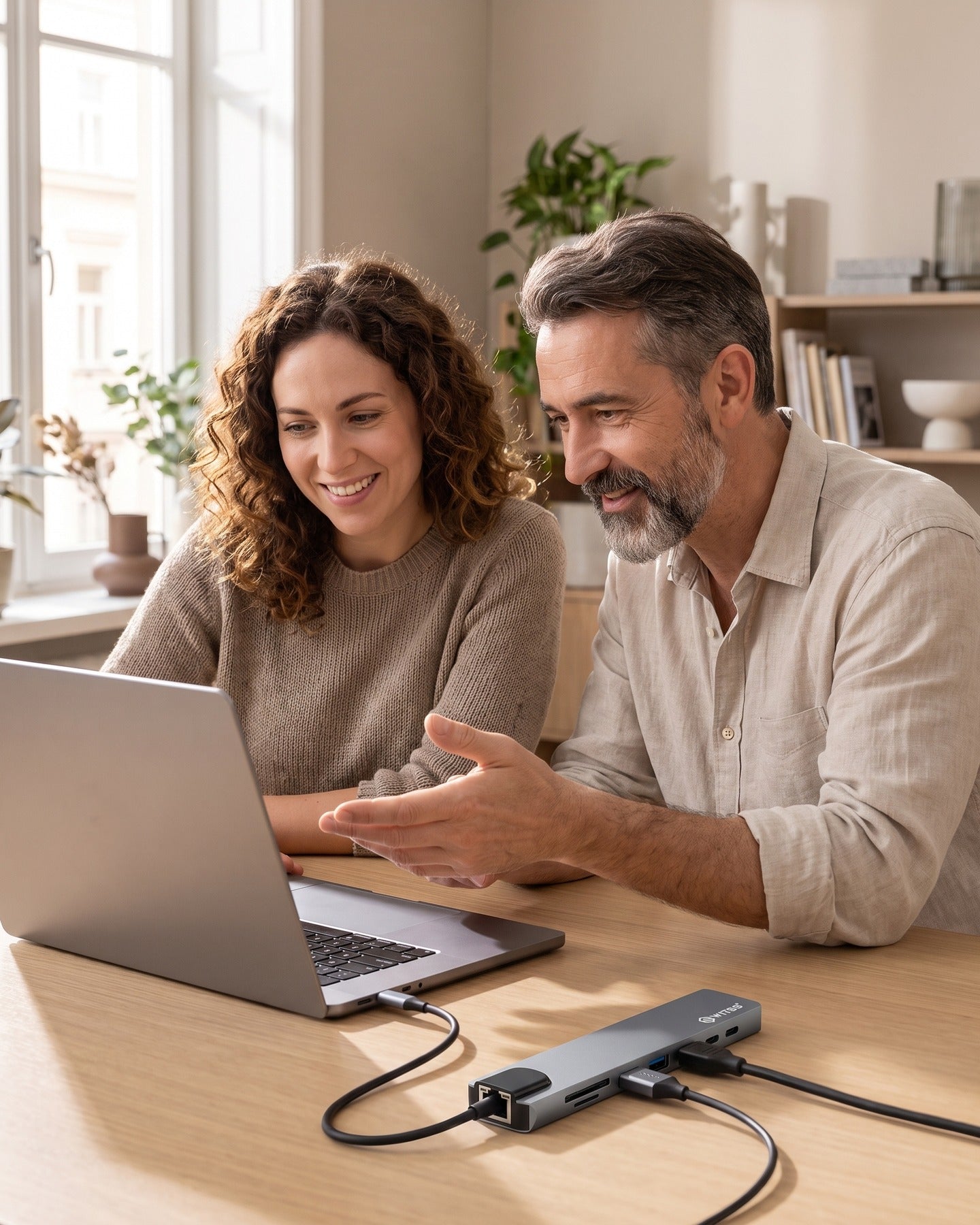 Hub USB-C Switss® avec ports supplémentaires à côté d'un ordinateur portable