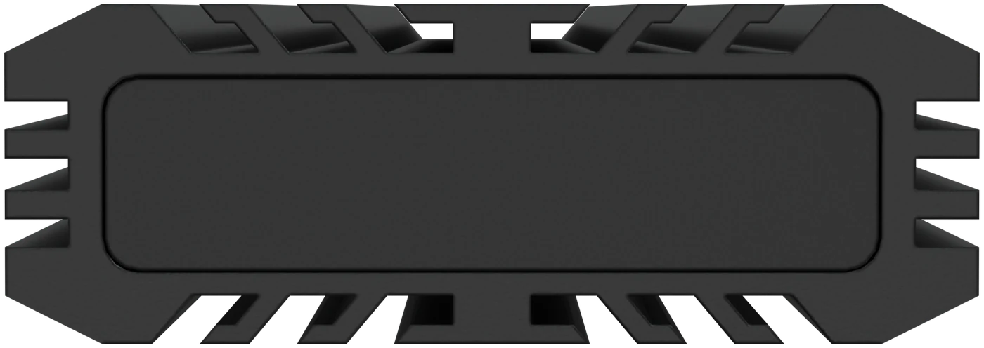 Back of the enclosure: closed, without connections, with cooling fins above and below