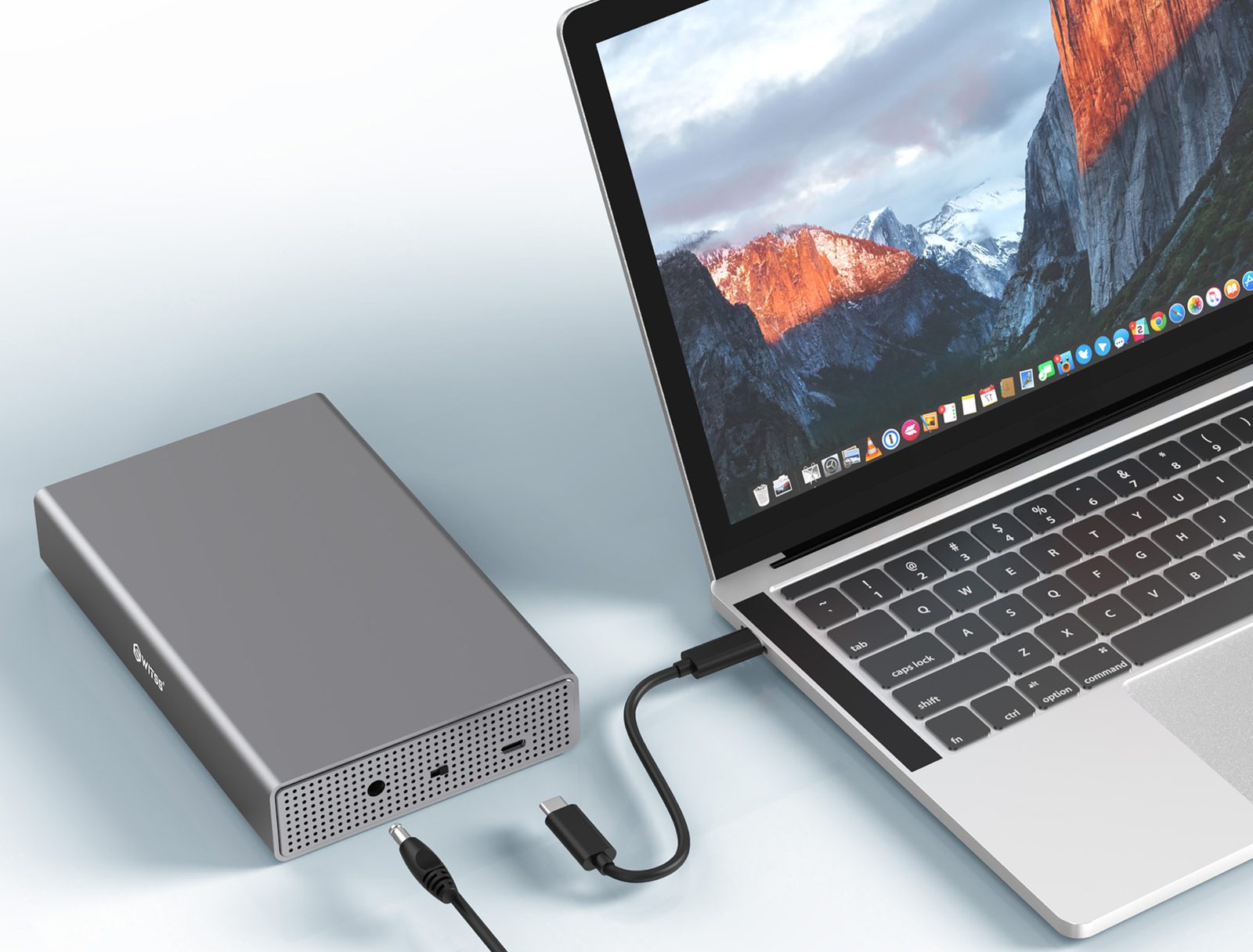 Boîtier Switss® 3,5 pouces avec adaptateur secteur et câble USB-C fournis