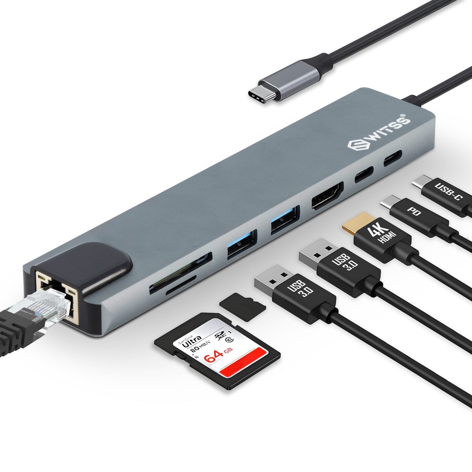 SD card and microSD card in the dual card reader of the Switss® hub